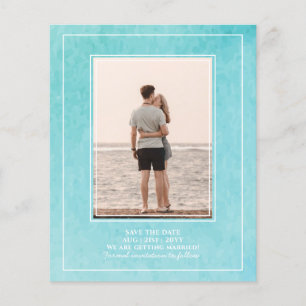 Budget BLIZZARD BLAU Aquarell Strandhochzeit Flyer