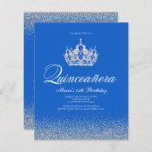Budget Blue and Silver Quinceanera Einladungen (Vorne/Hinten)