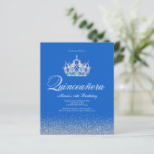 Budget Blue and Silver Quinceanera Einladungen (Stehend Vorderseite)