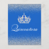 Budget Blue and Silver Quinceanera Einladungen (Rückseite)