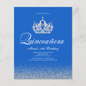 Budget Blue and Silver Quinceanera Einladungen (Vorderseite)