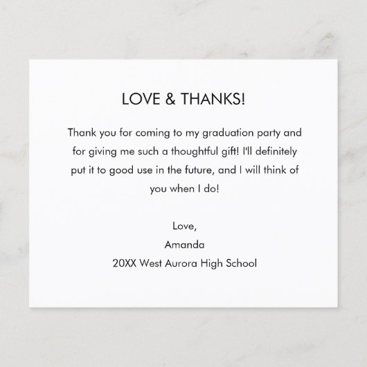 Budget Blue and White Grad Vielen Dank (Rückseite)