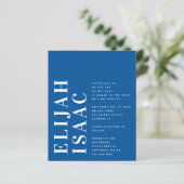 Budget Blue Bah Mitzvah Einladung (Stehend Vorderseite)
