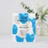 Budget Blue Balloons Geburtstagsparty Einladungen (Stehend Vorderseite)
