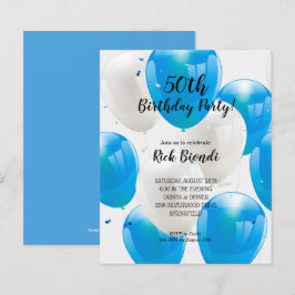 Budget Blue Balloons Geburtstagsparty Einladungen