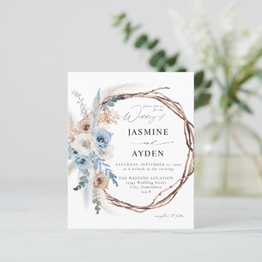 Budget Blue & Beige Boho Blumenzeremonie (Stehend Vorderseite)