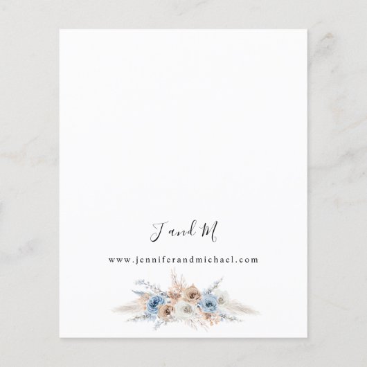 Budget Blue & Beige Boho Floral Wedding (Rückseite)