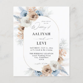 Budget Blue & Beige Boho Floral Wedding 2 Flyer