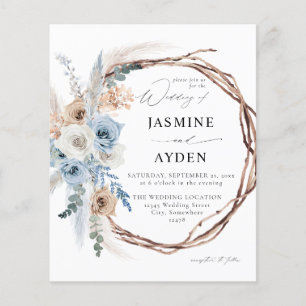 Budget Blue & Beige Boho Floral Wreath Flyer