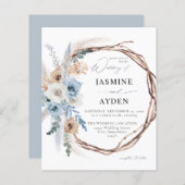 Budget Blue & Beige Boho Floral Wreath Wedding B (Vorne/Hinten)