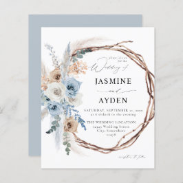 Budget Blue & Beige Boho Floral Wreath Wedding B