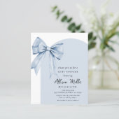 Budget Blue Bow Coquette Boy Baby Shower Invite (Stehend Vorderseite)