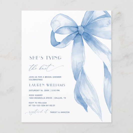 BUDGET Blue Bow Sie bindet das Brautparty des Knot Flyer (Vorne)