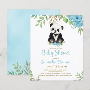 Budget Blue Boy Bear Grüne Dusche Einladung