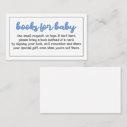 Budget Blue/Boy "Books for Baby" Beilage Begleitkarte (Vorne/Hinten)