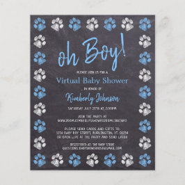 Budget Blue Boy Paw Print Virtual Baby Dusche