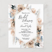 Budget Blue Champagne Floral Brautparty Einladung (Vorderseite)