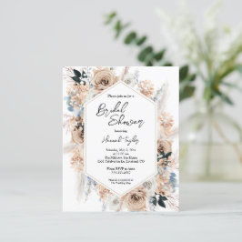 Budget Blue Champagne Floral Brautparty Einladung
