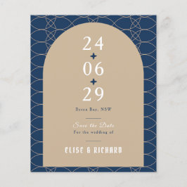 BUDGET Blue Classic Retro Save the Date Einladung Flyer