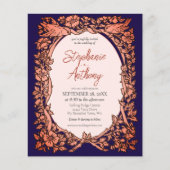 Budget Blue Copper Wildblume Einladung Hochzeitsfe Flyer (Vorne)