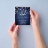 BUDGET Blue Denim & Pearls Fabulous 50. Geburtstag Flyer (Gruppe)