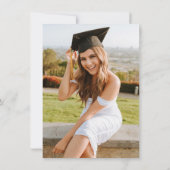 Budget Blue Elegant Script Foto Graduation Party Einladung (Rückseite)