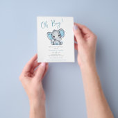 Budget Blue Elephant Baby Boy Dusche Einladung Flyer (Gruppe)
