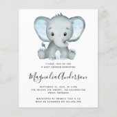 BUDGET Blue Elephant Baby Dusche Einladung (Vorderseite)