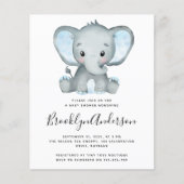 BUDGET Blue Elephant Baby Dusche Einladung (Vorderseite)