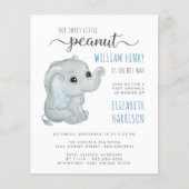 Budget Blue Elephant Watercolor Baby Sprinkle (Vorderseite)