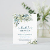 BUDGET Blue Eucalyptus Bridal Dusche Einladung (Stehend Vorderseite)
