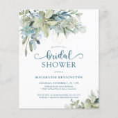 BUDGET Blue Eucalyptus Bridal Dusche Einladung (Vorderseite)