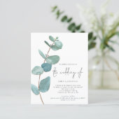 Budget Blue Eucalyptus QR Code Hochzeitsempfehlung (Stehend Vorderseite)
