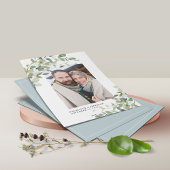 BUDGET Blue Eucalyptus Wedding Foto Save the Date Flyer