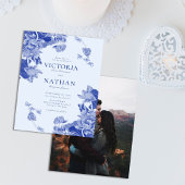 Budget Blue Floral Chinoiserie Chic Foto Hochzeit