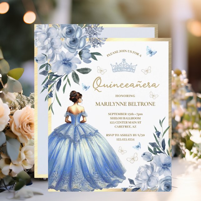 Budget Blue Floral Dress Butterfly Quinceañera (Von Creator hochgeladen)