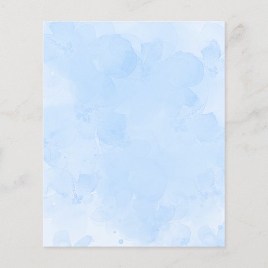 Budget Blue Floral Elephant Baby Dusche Einladung (Rückseite)