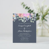 Budget Blue Floral & Eucalyptus Watercolor Wedding (Stehend Vorderseite)