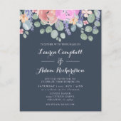 Budget Blue Floral & Eucalyptus Watercolor Wedding (Vorderseite)