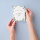 Budget Blue Floral Geburtstag Einladung Flyer (Gruppe)