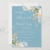 Budget Blue Floral Hydrangea Elegant Wedding Einladung (Vorderseite)