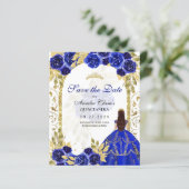 BUDGET Blue Floral Princess Gold Arch Quinceanera (Stehend Vorderseite)