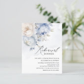 Budget Blue Floral Probe Dinner Einladungen (Stehend Vorderseite)
