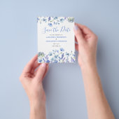 Budget Blue Floral Save the Date Flyer (Gruppe)