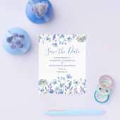 Budget Blue Floral Save the Date Flyer (Einzeln)