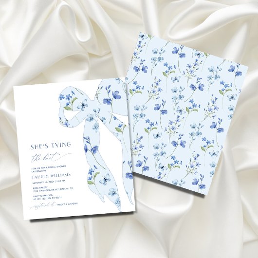 BUDGET Blue Floral Sie ist binden Knoten Brautpart