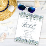 Budget Blue Floral Sweet 16 Geburtstag Einladung<br><div class="desc">Die blauen Blumen schaffen auf dieser eleganten Geburtstagseinladung Top- und Untergrenzen. Die klassische Skriptkalligrafie fügt eine wunderschöne Touch hinzu. Dieser Artikel ist Party der Blumensammlung von Dusty Blue.</div>