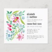 Budget Blue Floral Vow Erneuerende Einladung (Vorderseite)