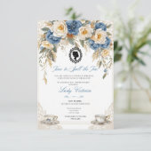 Budget Blue Florals Bridgerton Birthday Party Einladung (Stehend Vorderseite)