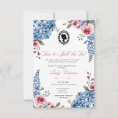 Budget Blue Florals Bridgerton Birthday Party Einladung (Vorderseite)